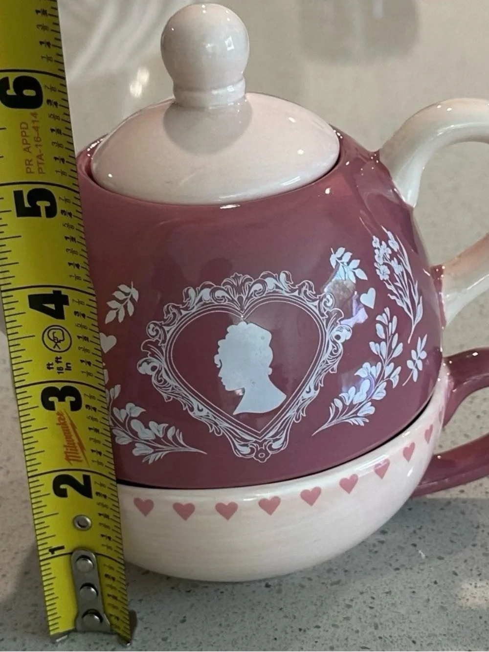 Netflix Bridgerton Pink and White Heart Silhouette Teapot